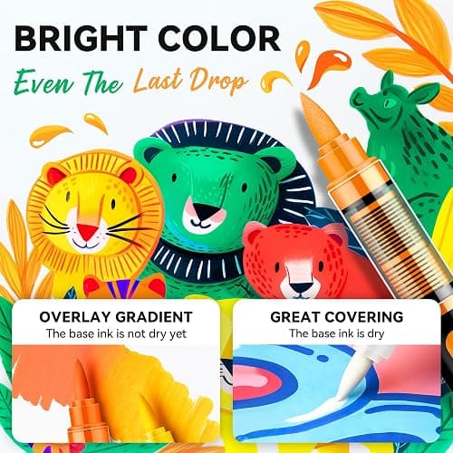 SRUOLOC 60 Colors Acrylic Paint Markers, Brush Tip Automatic Ink Control Acrylic Paint Pens for Rock Painting, Canvas, Wood, Ceramic, Glass, Stone, Fabric, DIY Crafts Textile & Art Supplies thumbnail 4