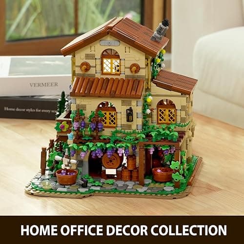 INSOON Winery Chateau House Building Set with Lights, Vineyard Castle Construction Model Home Decor, 1826 PCS Vine Estate Autumn Cabin Building Block Kit, Birthday Gift for Adults Teens Boys Girls thumbnail 9