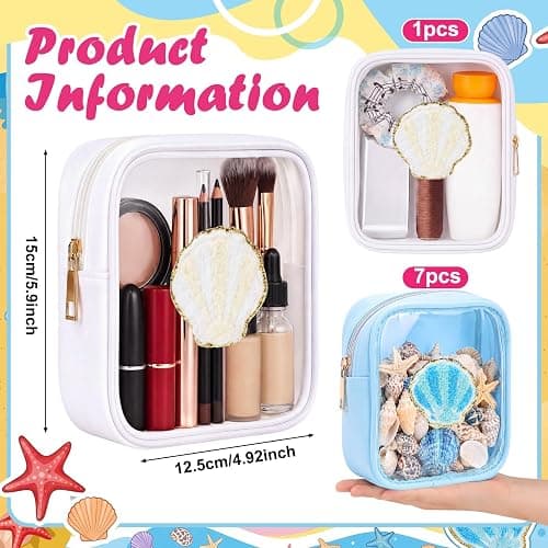 Sunnymove 8 Pcs Seashell Chenille Patches Bachelorette Party Decor Blue White Last Toast on The Coast Waterproof Clear Makeup Bag with Zipper Gifts Bridal Bag for Summer Beach Wedding Party thumbnail 3