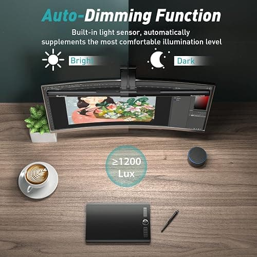 Quntis Monitor Light Bar PRO+ with Remote Control, Fit for Curved/Flat Monitor, Eye-Care USB Computer Lamp Dimmable Screen Light Bar with Auto-Dimming, No Glare Home Office Gaming Desk Lamp thumbnail 5