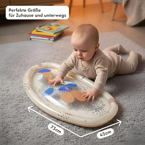 Hakuna Matte Wassermatte Baby 73x42cm – Tummy Time Wassermatte ab 3, 6 & 9 Monate, Sensorik Spielzeug Baby mit Glitzer, Montessori Wasserspielmatte, Bauchlage Spielzeug, Aquarium, BPA-frei, geruchlos thumbnail 2