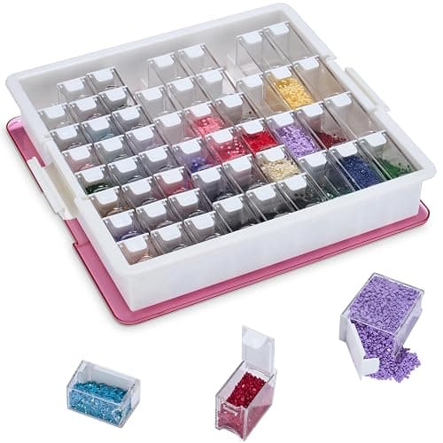DIAMOND ART CLUB Diamond Painting Storage Organizer - 54 Premium Containers for Diamond Or Bead Storage - Portable, Stackable & Multi-Size Craft Organizers, Essential Diamond Painting Accessories thumbnail 4