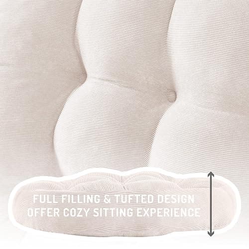 Degrees of Comfort Meditation Floor Pillow, Round Large Pillows Seating for Adults, Tufted Corduroy Cushion for Living Room Tatami, Beige 22 Inch thumbnail 4