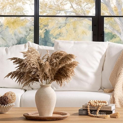 Vanselia Ceramic Flower Vase Home Decor - Large Farmhouse Table Vases Rustic Vintage Living Room Kitchen Bedroom Decorations for House Book Shelf Office Coffee Desk Dining Fireplace (9" Rustic) thumbnail 7
