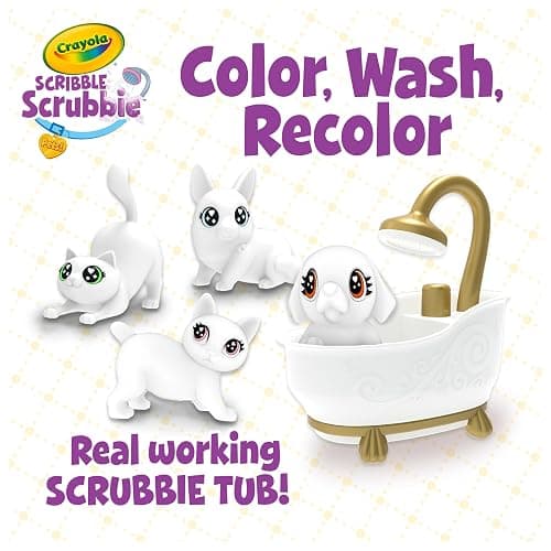 Crayola Scribble Scrubbies Glam Pack (4 Pets), Washable Pet Care Toy & Coloring Animal Craft Kit, Gift for Kids, Playset for Girls & Boys, Ages 3+ thumbnail 4