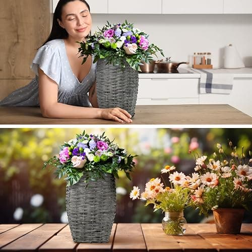 Marsui Front Door Basket Woven Hanging Basket with Hemp Rope Handmade Large Woven Hanging Storage for Flowers Plant Organizing Decorative Wall Front Door Entrance 15.75 x 11.81 x 5 Inches thumbnail 7