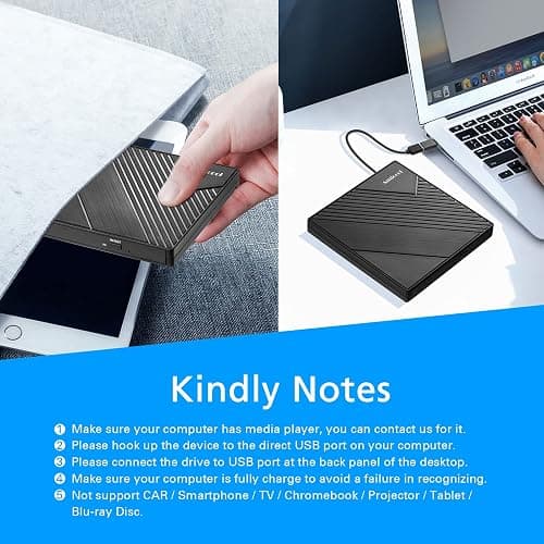 Amicool External DVD Drive USB 3.0 USB C CD Burner +/-RW Optical Drive, Slim Portable DVD Player CD ROM Rewriter Writer Duplicator for Laptop Desktop PC Windows 11/10/8/7 MacBook Mac Linux OS Apple thumbnail 6