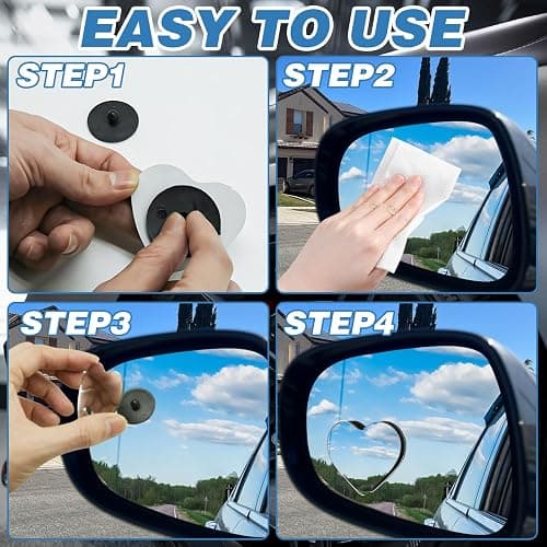2Pcs Cars Heart Shaped Blind Spot Mirrors Car Side Mirror Blindspot Adjustabe Angle Removable Wide Angle Convex RearView Mirror for Enhanced Safety Universal Fit Stick, Car Accessories for Cars Suvs thumbnail 6