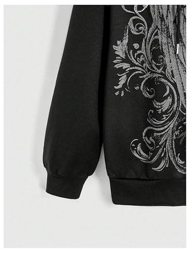 BEAUDRM Women's Gothic Graphic Zip Up Halloween Hoodies Y2k Rhinestones Drawstring Baggy Hooded Sweatshirts Jackets thumbnail 4