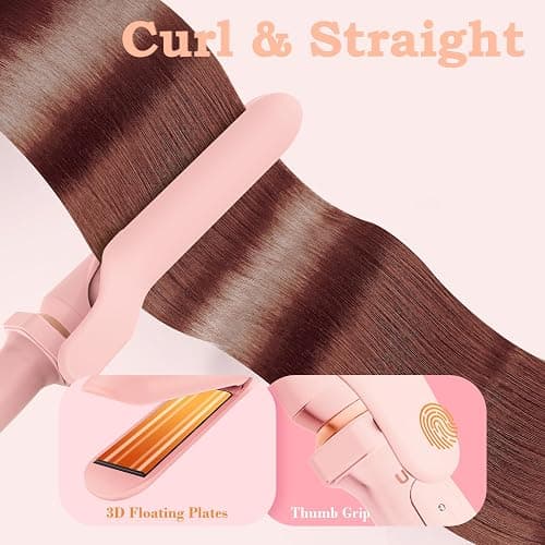 Ufree 5 in 1 Curling Iron with Ceramic Barrels (0.35"-1.25"), Curling Wand Set with Flat Iron Hair Straightener, Instant Heat Up, Dual Voltage Hair Curler, Gifts for Women, Pink thumbnail 4
