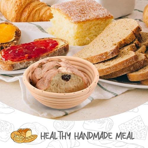 DOYOLLA Mini Bread Dough Proofing Basket & Liner (Set of 6, 5 inch), Sourdough Bread Bakery Bowls for Professional & Home Bakers thumbnail 7