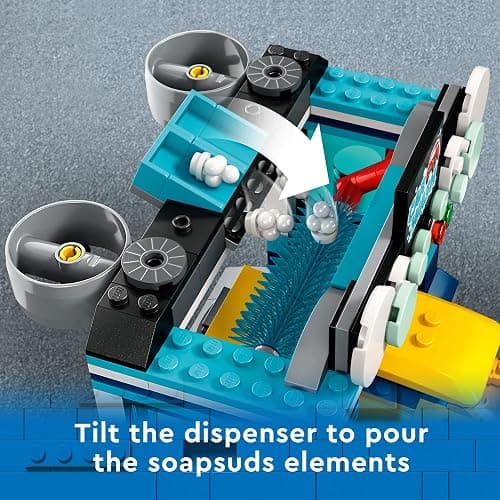 LEGO City Car Wash 60362 Building Toy Set, Fun Gift Idea for Kids Ages 6+, Features Spinnable Washer Brushes and Includes an Automobile and 2 Minifigures thumbnail 4
