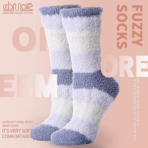 EBMORE Womens Fuzzy Socks Fleece Fluffy Cabin Plush Warm Sleep Soft Cozy Winter Adult Socks thumbnail 6