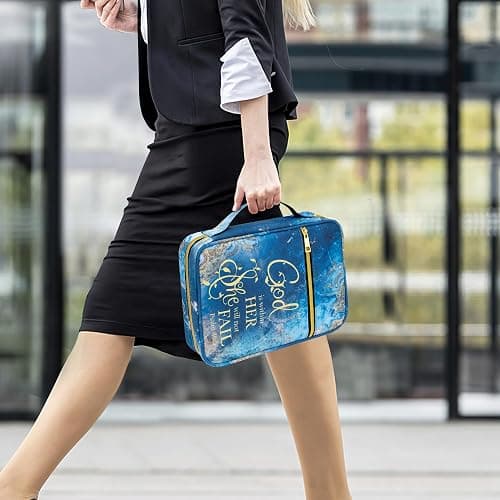 GUEER Bible Cover for Women, Bible Holder, Bible Cover Carrier Carrying Organizer Bag, Zipper and Pockets for Standard Size Bible, Gift for Women(Gloden) thumbnail 7