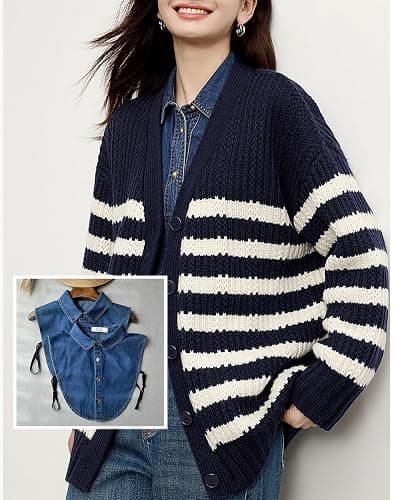 AruiLeo Denim Fake Collar Shirt Detachable,Versatile Accessories Dickey Collars Blouse Top for Women Girls Decorative Favors thumbnail 3