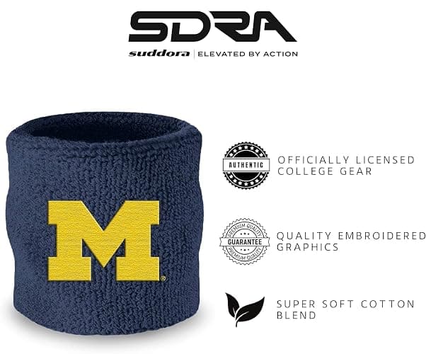 College Wrist Sweatbands - Athletic Cotton Terry Cloth Wrist Bands for School Basketball, Tennis, Football, Baseball (Pair) thumbnail 2