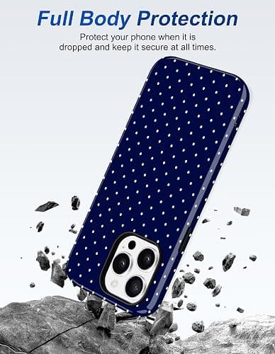 Aitipy Compatible with MagSafe Polka Dot Phone Case for iPhone 16e/17e, Cute Navy Blue Polka Dots Aesthetic Soft TPU and Hard PC Shockproof Protective Phone Cover for Women Girls-Shiny thumbnail 4