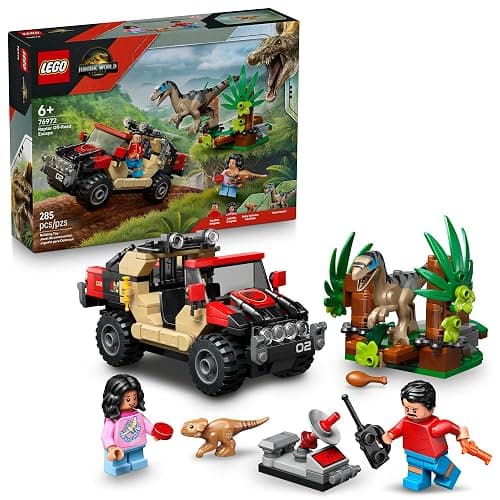 LEGO Jurassic World Raptor Off-Road Escape Dinosaur Toy - Building Playset with Dinosaur Action Figures, Jurassic World Toy for Boys & Girls, Ages 6+ - Gift Idea for Birthdays - 76972 - Image 1