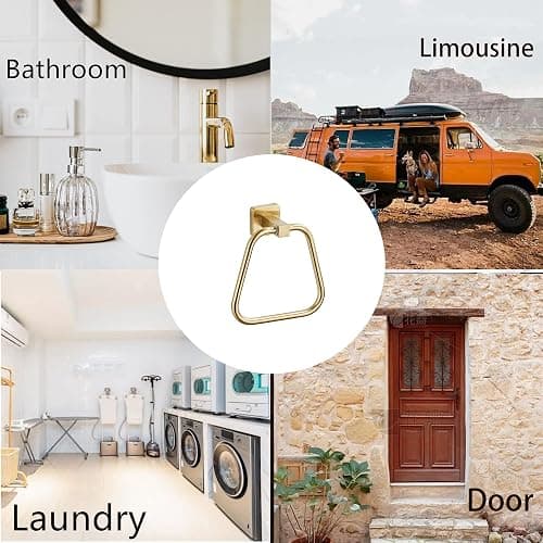 Brushed Gold Towel Ring for Bathroom, Kitchen Bath Towel Holder Hangers Wall Mount Heavy Duty Stainless Steel thumbnail 7