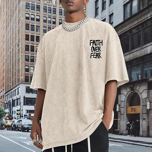 Lytiarul Christian Shirts for Men God Child of Jesus Faith Shirt Oversized Graphic Religious Tees Acid Wash T-Shirt Tops thumbnail 2