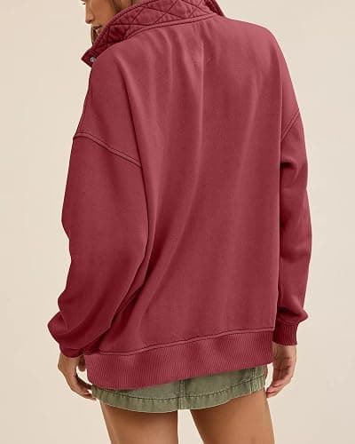 Gacaky Womens Oversized Sweatshirts Casual Button Henley Neck Long Sleeve Pullover Fleece Loose Fit Fall Tops Fashion Outfits thumbnail 2