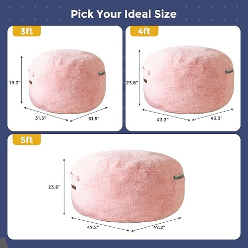 MAXYOYO Bean Bag Chair, Soft Bean Bag Sofa with Supportive Foam Filling | Plush Bean Bag Sofa with Supportive Foam Filling, Floor Sofa Seat with Side Pocket and Washable Cover, Pink, 3FT thumbnail 2