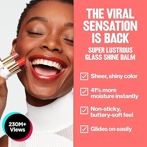 REVLON Super Lustrous Glass Shine Balm, Hydrating Tinted Lipstick, Sheer, Glossy Shiny Finish, 008 Rum Raisin, 0.11 oz - 008 Rum Raisin thumbnail 4