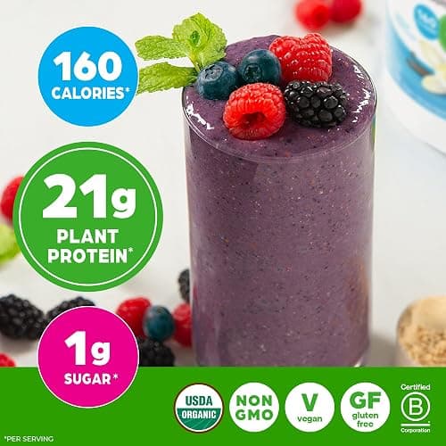 Orgain Organic Vegan Protein + 50 Superfoods Powder, Vanilla Bean - 21g Plant Based Protein, 8g Prebiotic Fiber, No Lactose Ingredients, Gluten Free, No Added Sugar, Non-GMO, 2.02 lb thumbnail 4