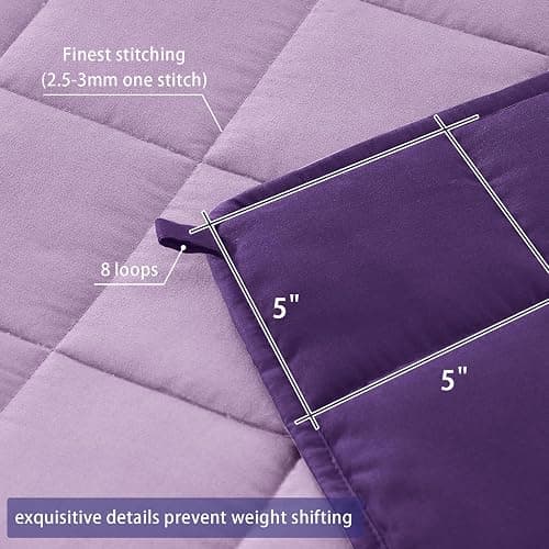 yescool Weighted Blanket for Adults (20 Lbs, 60”X 80”, Purple) Heavy Thick Bed Blanket Queen/Full Size for Sleeping Perfect for 190-210 Lbs, Cozy Gifts for Women, Machine Washable thumbnail 5