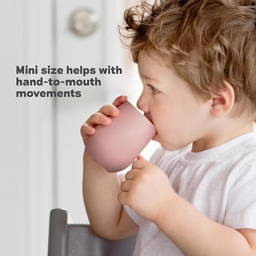 ezpz Mini Cup + Straw Training System (Blush) - 9 Months+ - 100% Silicone Training Cup for Infants + Toddlers - Designed by a Pediatric Feeding Specialist thumbnail 7