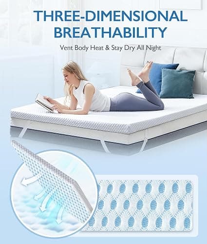 SINWEEK 3 Inch Twin Cooling Memory Foam Mattress Topper for Pressure Relief, Thick Bed Mattress Pad with Cooling Soft Cover and Adjustable Straps, CertiPUR-US Certified - Twin - 3 inch thumbnail 5