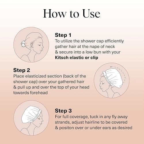 Kitsch Luxury Shower Caps for Women Reusable Waterproof - Flexi Satin Lined, Large Wide Shower Cap for Women & Men, Adjustable, Stylish Hair Cap for Shower, For Long & Short Hair - Terracotta Checker thumbnail 4