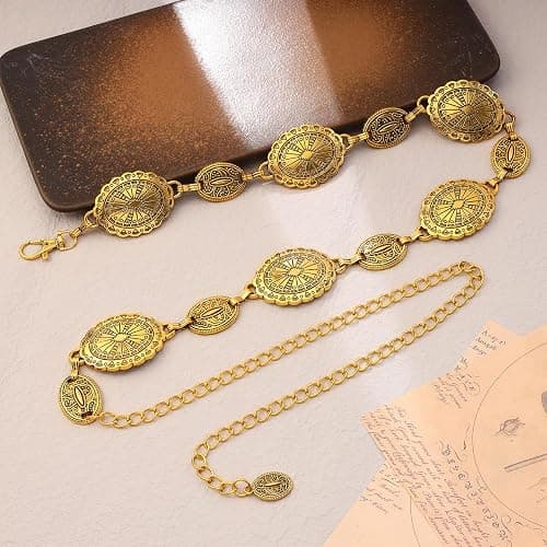 Eigso Boho Lapse Concho Chain Waist Belts for Women Cowgirl Waist Harness Gold Waists Chains Belt thumbnail 5