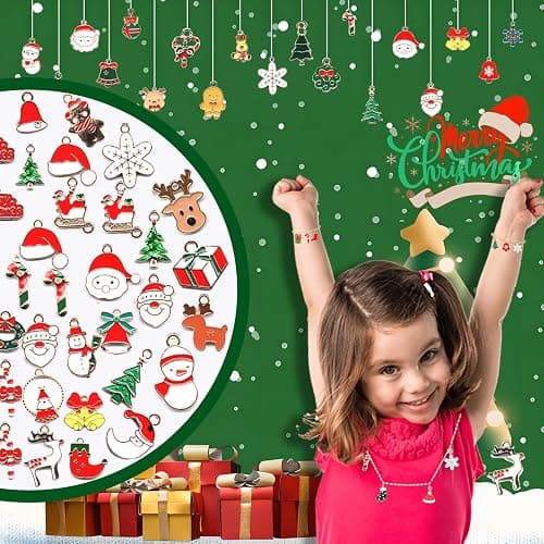 stino 140Pcs Paired Christmas Metal Charms for Jewelry Making, with 200Pcs loops & 50Pcs Earring Hooks, for Necklace Earrings Bracelet Crafts thumbnail 4