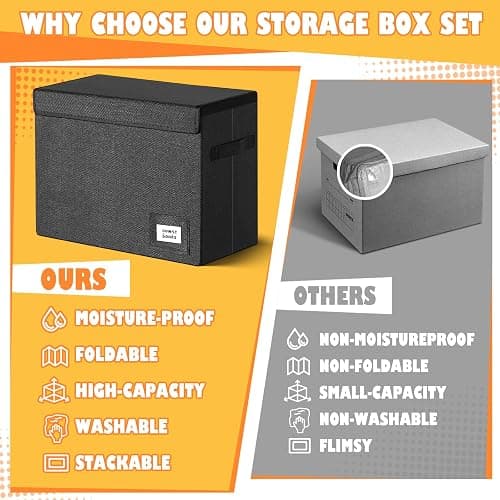 Leffis 2 Pack Collapsible Comic Book Storage Box 15.5" X 7.5" X 11.3", Short Comic Book Box with Handles, Holds 150 Comics Heavy Duty Comic Book Bin thumbnail 6