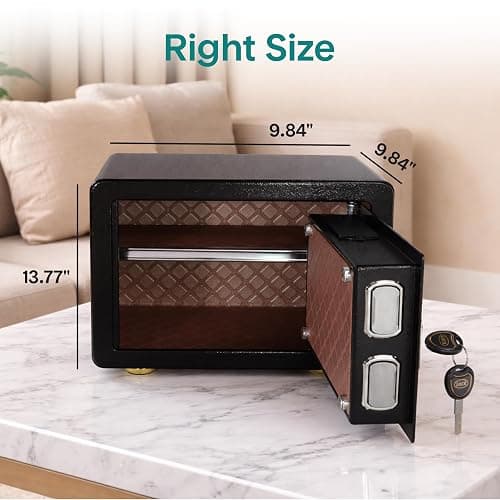 Biometric Fingerprint Safe, Keypad Code Access and Backup Keys, Quick Access Digital Safe for Home or Office, Stores Cash Jewelry etc., Compact, Easy Setup, Solid Metal Build. 13.77D x 9.84W x 9.84H thumbnail 2