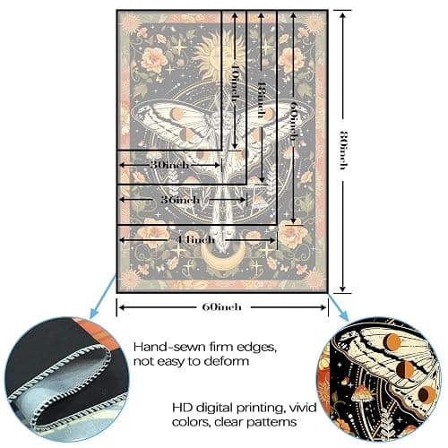 Aipon Orange Moth Tapestry Boho Retro Floral Flowers Tapestries Aesthetic Vintage Mushroom Tapestries for Bedroom Indie Small Tapestry Wall Hanging for Living Room Dorm (30'' × 40'', Orange) thumbnail 6