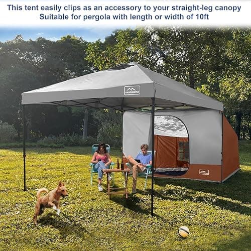 KAMPKEEPER Side Tent for 10 x 10 ft Pop Up Canopy, Easy Setup Gazebo Attachment, Camping Tent Orange (Canopy and Bracket NOT Included) thumbnail 5