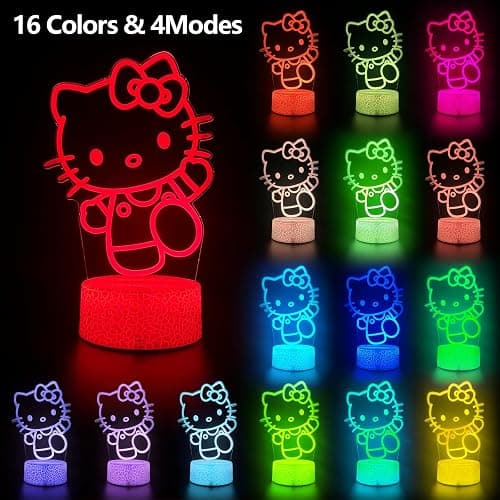 AIHYING Cat Night Light Cute Night Light - Anime Charater 16 Color Change Decor Kitty Lamp with Remote, Dim, Timer,Kids Gifts for Christmas Birthday,Nursery Baby thumbnail 3
