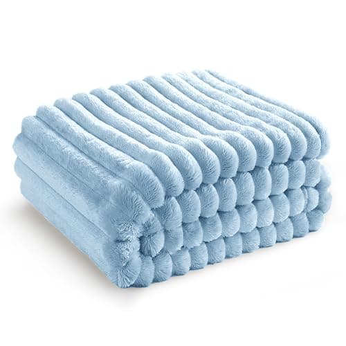 Bedsure GentleSoft Blue Fleece Blanket for Couch - Cozy Soft Blankets for Women, Cute Small Throws for Girls, Light Blue, 50x70 Inches - Image 1