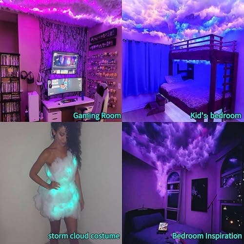 Neptten Cloud LED Lights for Ceiling. 3D Thunder Clouds Light Music Sync LED Storm Cotton Kits with Multicolor Changing Strip. Thundercloud DIY Set for Gaming Room & Basement décor thumbnail 5