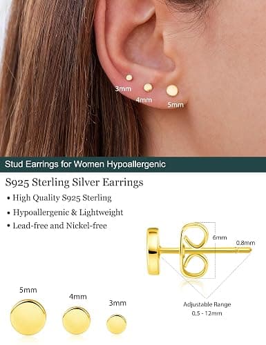 ZNBOH 3 Pairs 14k Gold Stud Earrings for Women Hypoallergenic 925 Sterling Silver Post Dainty Silver Cartilage Tragus Earrings Stacks Set Trendy Small Diamond Heart Multiple Piercing Jewelry for Men thumbnail 4