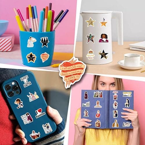 55PCS Hamiltons Merch Stickers, Cute Cartoon Aesthetic Vinyl Musicals Gifts Waterproof Decals for Laptop Bumper Skateboard Water Bottles Phone thumbnail 4