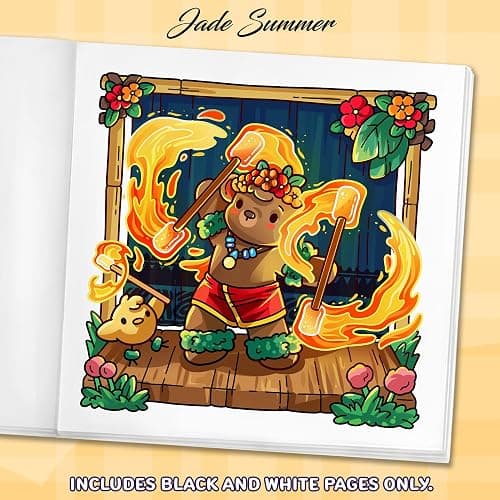 Cozy Hawaii: Cute Coloring Book for Adults and Teens with Charming Characters and Easy-to-Color Tropical Scenes for Relaxation thumbnail 5