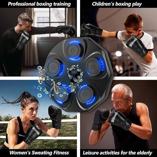 TGLLM Music Boxing Machine, Interactive Punching Trainer with Boxing Gloves, Large Size Wall Mounted Electronic Boxing Target for Adults Kids, 9 Modes & 9 Speeds thumbnail 7