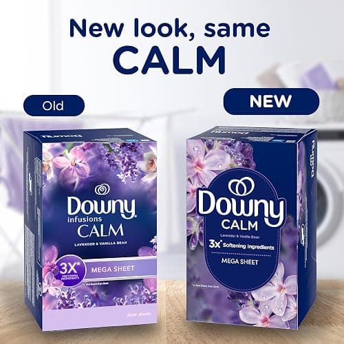 Downy Calm Mega Dryer Sheets, Large Fabric Softener Sheets for Laundry , Static Guard & Softness Boost, Laundry Dryer and Fabric Sheets, 180 Count thumbnail 2