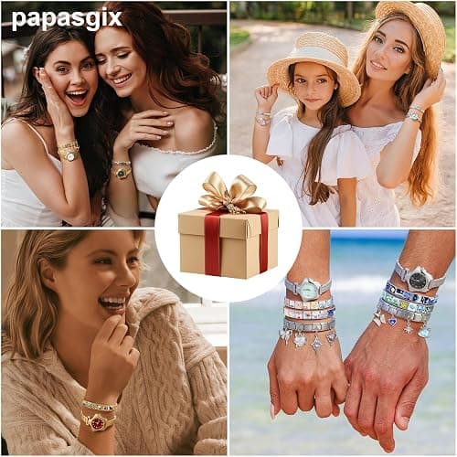 papasgix Italian Charm Bracelet Charms Gold Silver Set with 1pc Starter Brascelet, 10pcs Assorted Italian Charms for Bracelets and 1pc Opening Tool, 9mm Modular Italian Charm Bulk Pack Links Handmade DIY Jewelry thumbnail 6