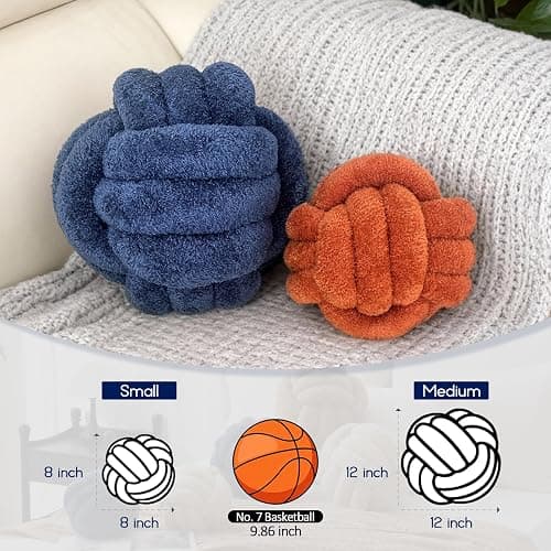Onechionede Knot Pillow - Throw Pillows Room Décor Couch Pillow for Living Room Relieve Stress, Decorative Pillows Round Knot Cushion Pet Toy, Navy 12 Inch thumbnail 3