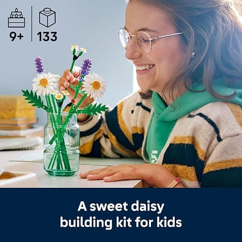 LEGO Botanicals Daisies 11508 | Building Toys for Girls & Boys, Ages 9+, Artificial Flowers Craft Kit, Home Décor & Display, 133 Pieces, Gift for Kids thumbnail 2