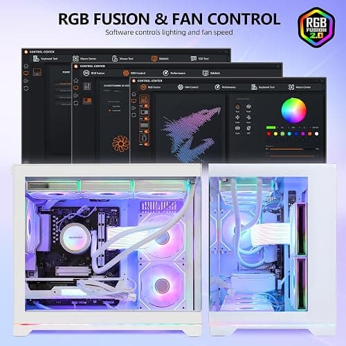 HELLOLAND Ocean Park Gaming PC Desktop -AMD Ryzen 5 9600X 6-Core 3.9GHz -GeForce RTX 5060 8GB -32GB DDR5 RAM -1TB PCIe SSD -850W PSU -360mm AIO & APP RGB Fan Control -WiFi & BT -Windows 11 -White thumbnail 2